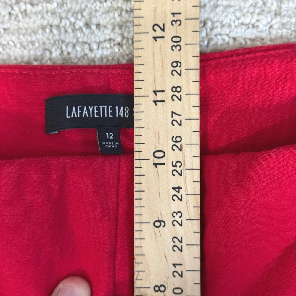 Lafayette 148 New York Stanton Red Slim Leg Side Zip Pants Size 12 - Picture 6 of 7